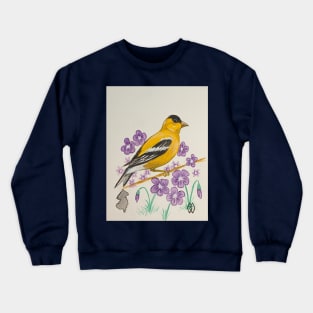 New Jersey state bird & flower, the goldfinch and violet Crewneck Sweatshirt